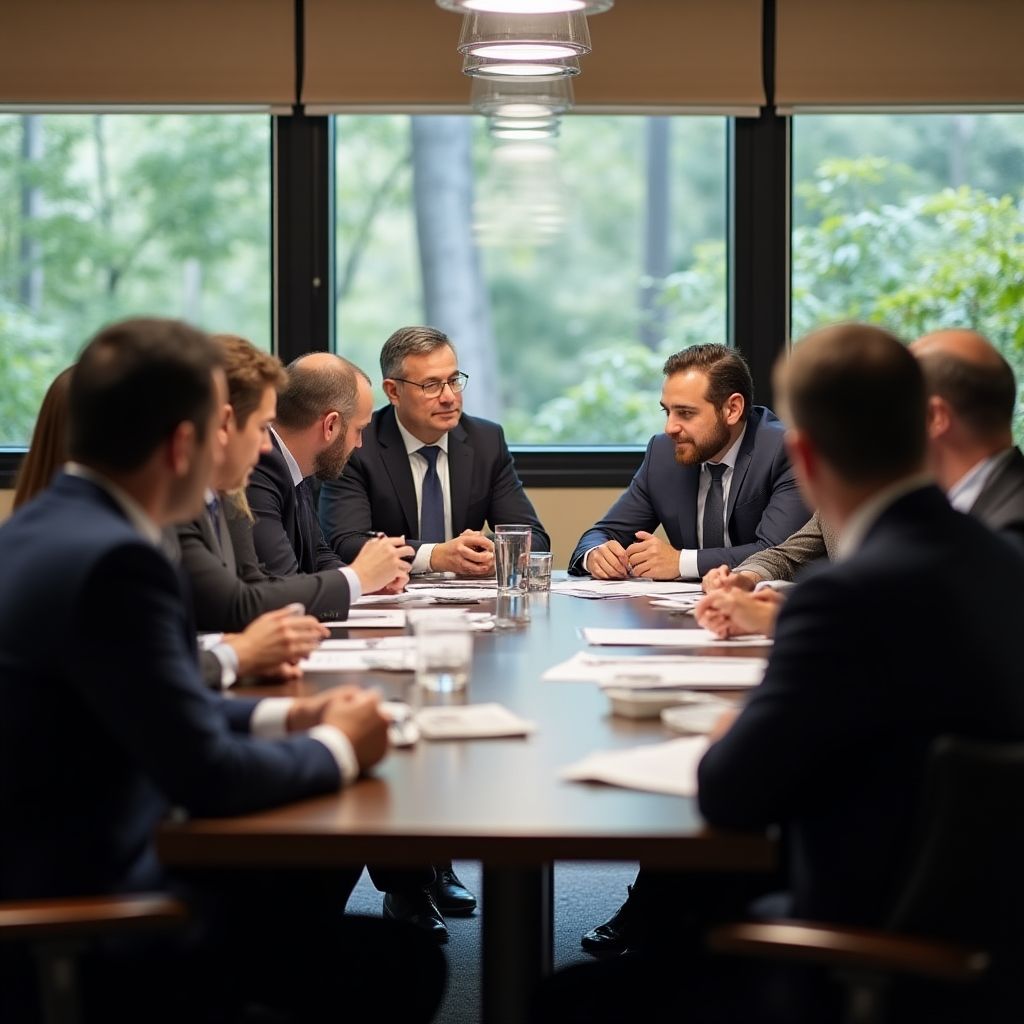 Menschen in einer Diskussionsrunde über Finanzen